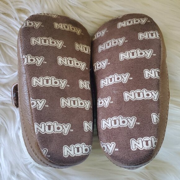 Numby Infant Brown Velcro Faux Leather Soft Shoes SZ 6-12M - Picture 8 of 10